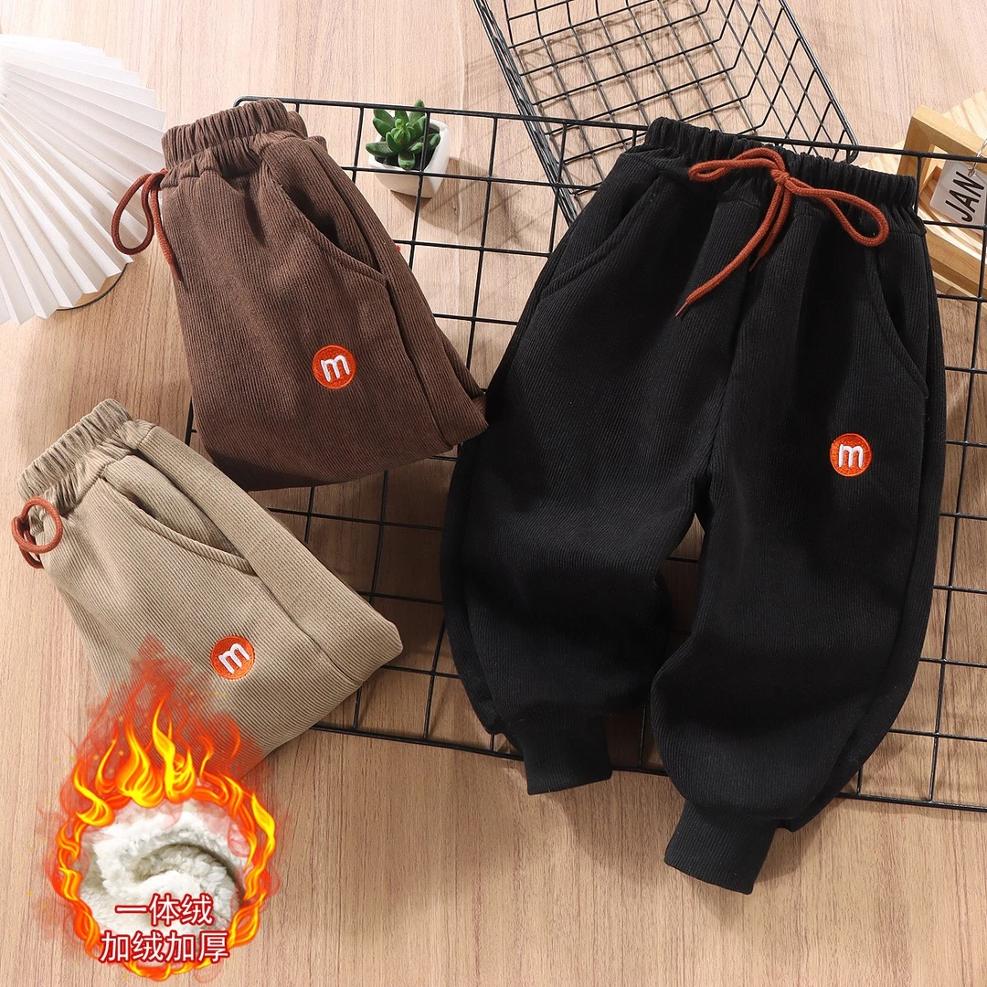（粉丝福利）儿童加绒加厚运动裤男女童冬季宝宝绒裤子卫裤子保暖