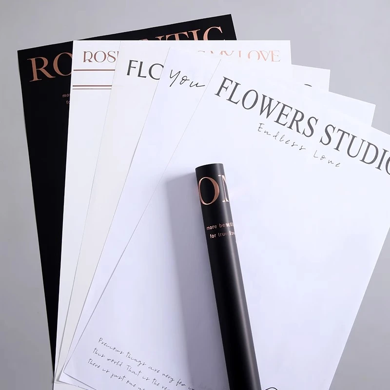 【花执】网红简约英文纸包装纸混搭7丝包花材料加厚十包批发花束