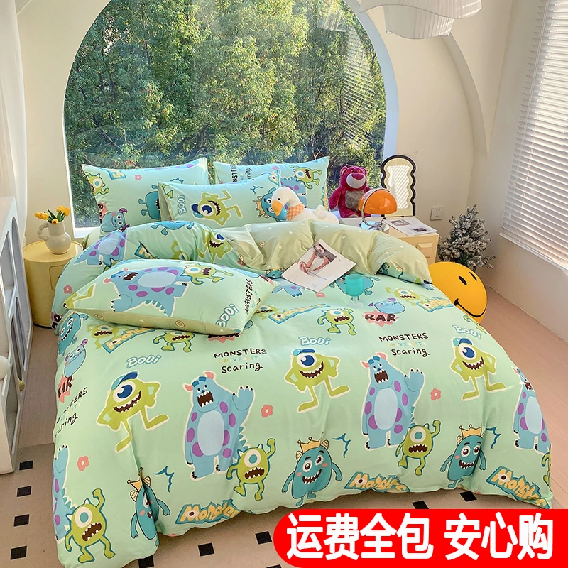 迪士尼纯棉床上四件套全棉卡儿童床品学生宿舍单人床单三件套床笠