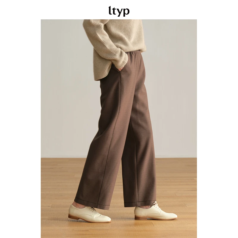 ltyp旅途原品｜直筒裤女冬460克斜纹肌理羊毛文艺休闲裤N104224083