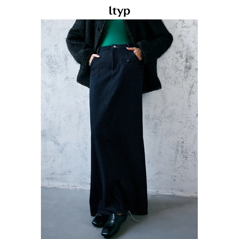 ltyp旅途原品 土耳其BOSSA牛仔时髦百搭瘦长拖地直筒高腰半身裙女