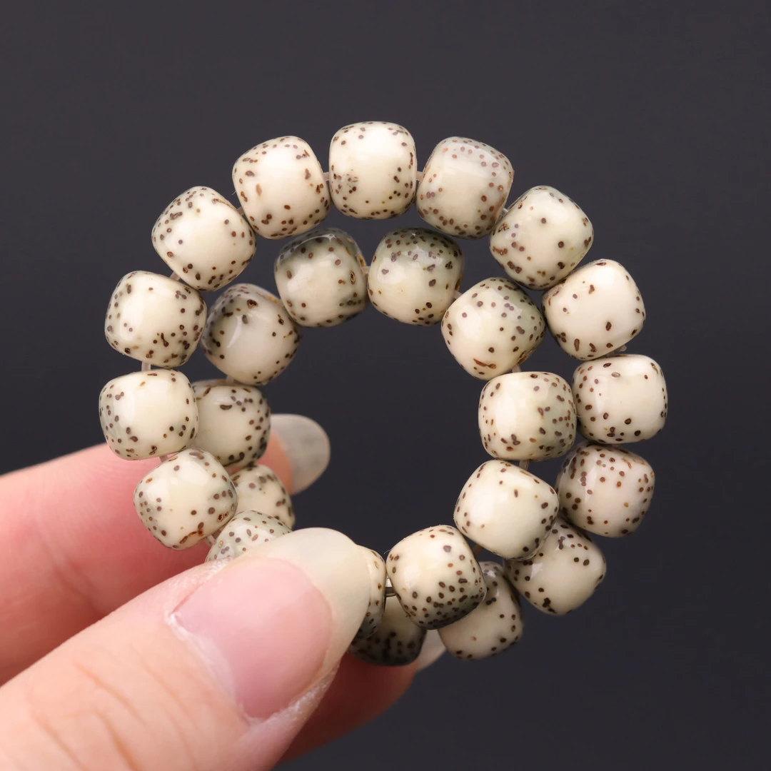 S6561-3【绿骨瓷河豚】大留白细星星月菩提文玩单圈手串（送工具）