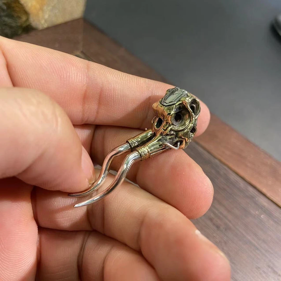 S5295 长毛猛马款 银镀k金款 佛头三通 文玩配件