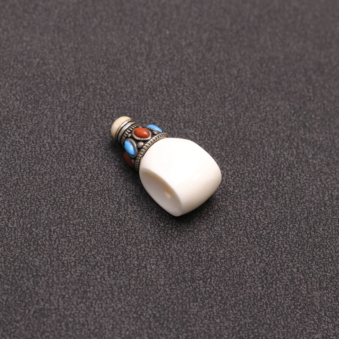 M0025 猛犸牙冰料【红蓝分体】手工镶嵌三通文玩配饰