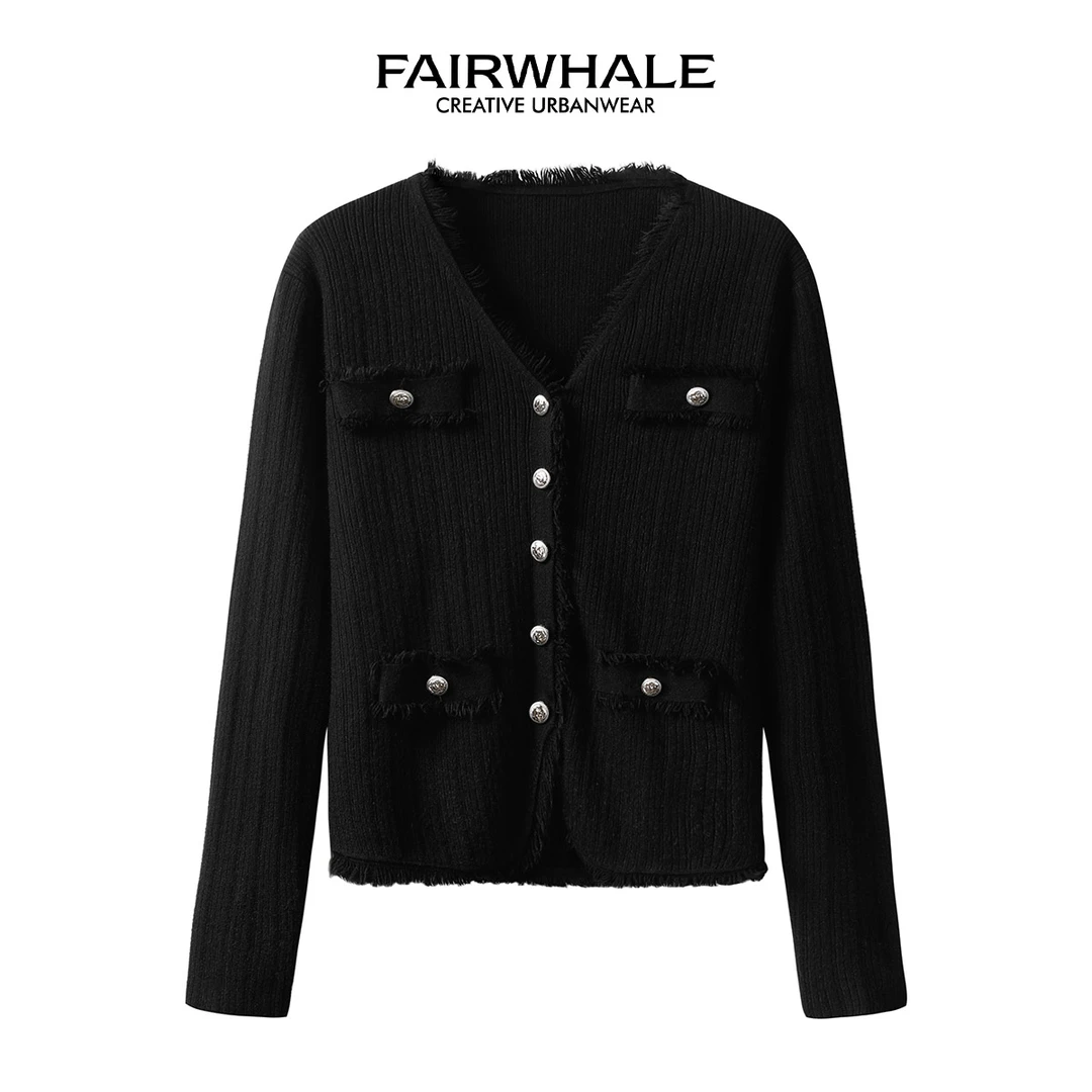 【管管专属】马克华菲女装时尚V领显瘦小香风针织衫 F33004A032