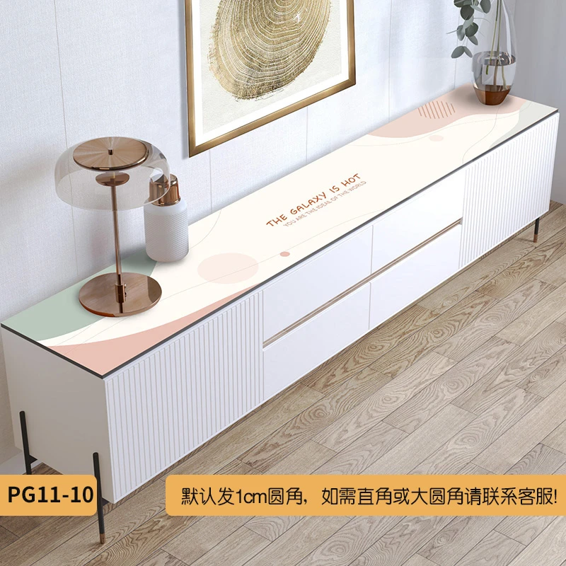 高档长条电视柜餐桌布垫家用防水防油免洗防烫皮革台面网红直播款