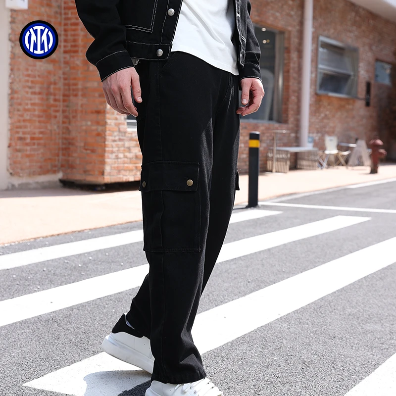 FCIM/国际米兰足球俱乐部运动刺绣百搭工装牛仔裤潮流秋冬休闲裤