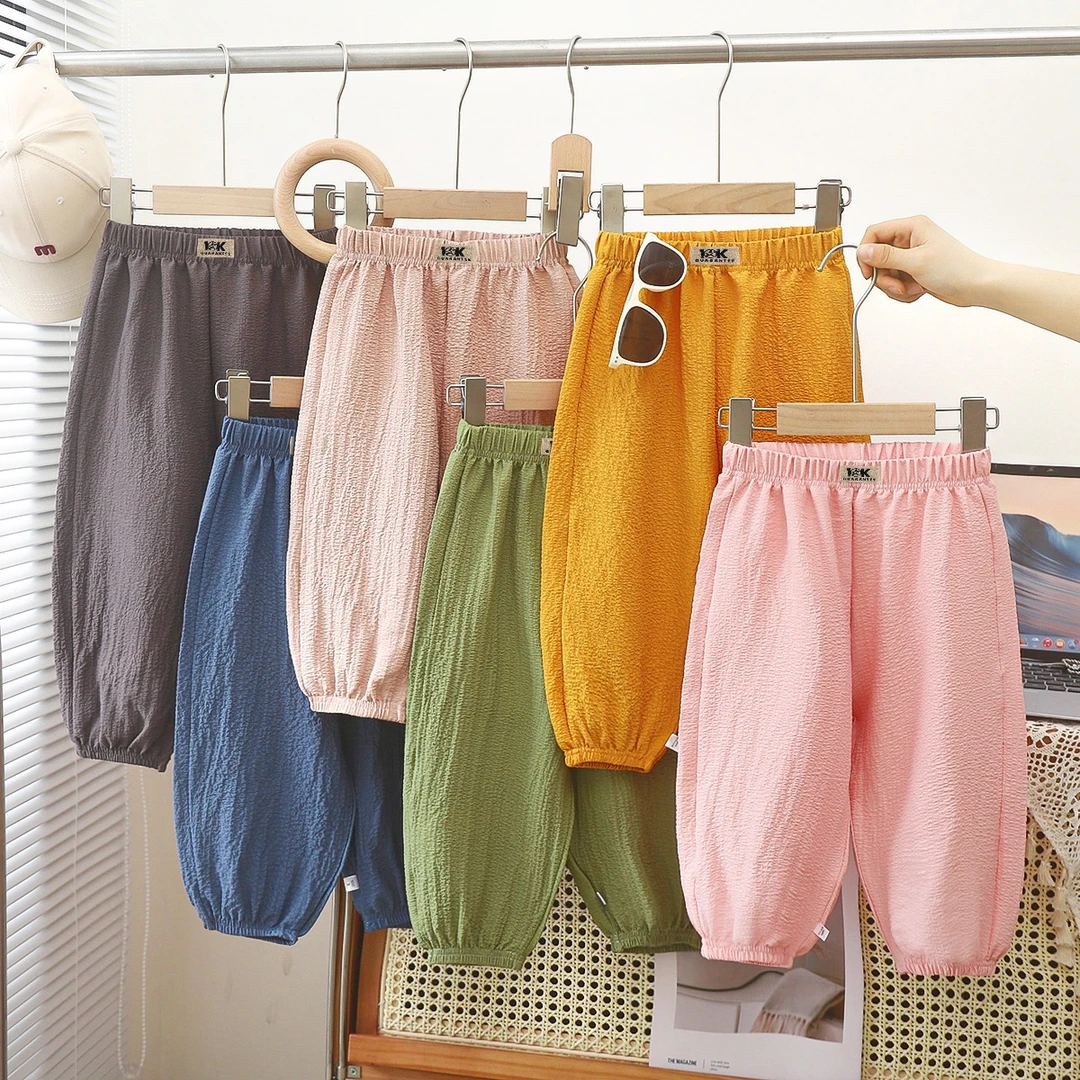 儿童夏季灯笼裤薄款泡芙棉防蚊裤男女童宽松百搭休闲裤宝宝长裤子