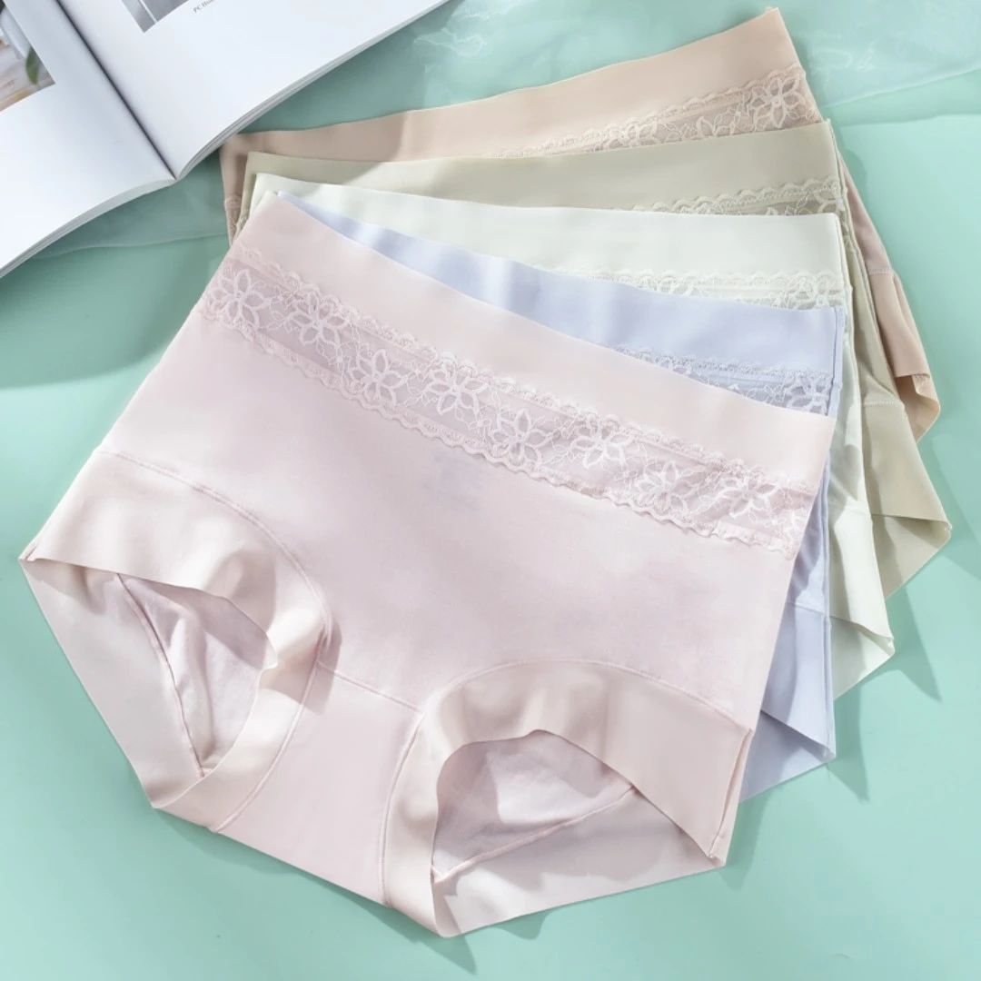 60支天丝兰精莫代尔女士内裤舒适高腰透气蕾丝亲肤性感裸感高弹