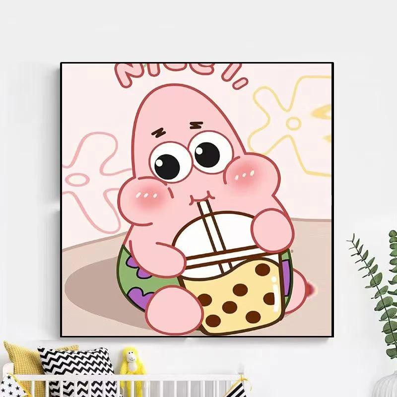 2024新款派大星卡通动漫手工diy儿童房学生小件十字绣图案线绣