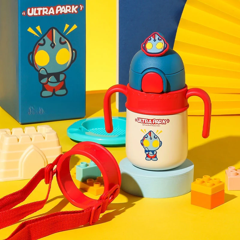 艾莎学饮保温杯奥特曼草莓熊火箭杯玉桂狗幼儿园儿童吸管杯杯熊具