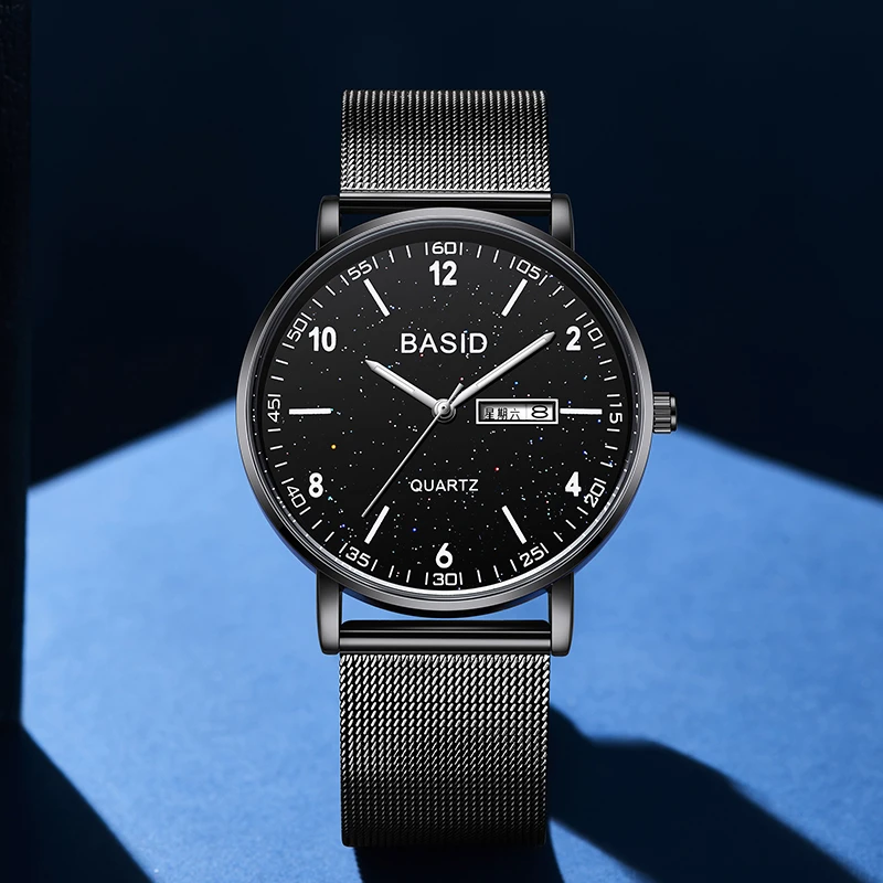 手表男学生青少年初高中生简约时尚腕表夜光防水超薄石英表考试男