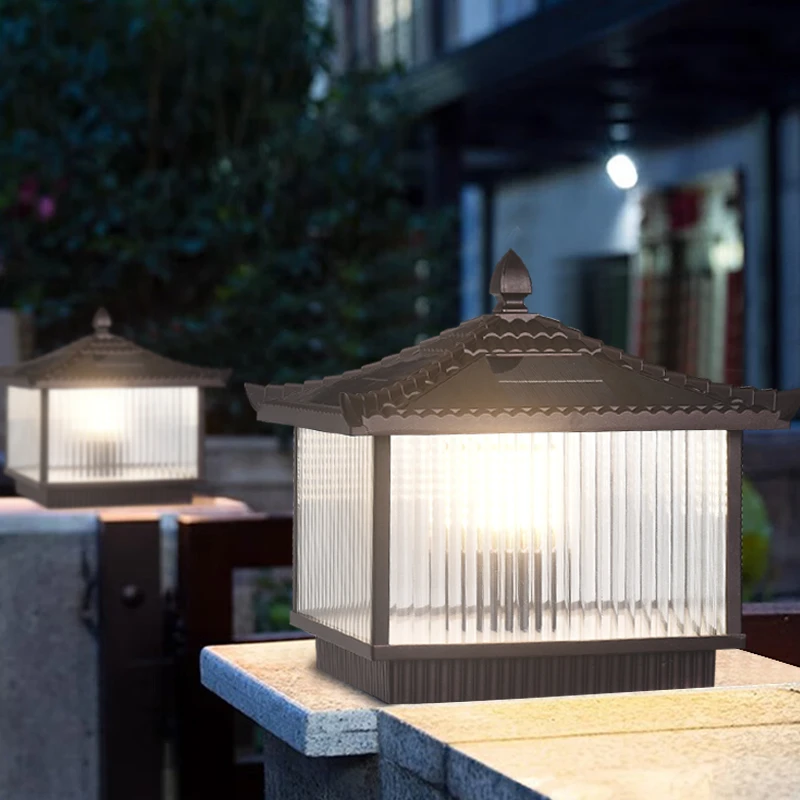 太阳能现代风户外庭院灯防水家用室外别墅门柱灯围墙柱子灯大门灯