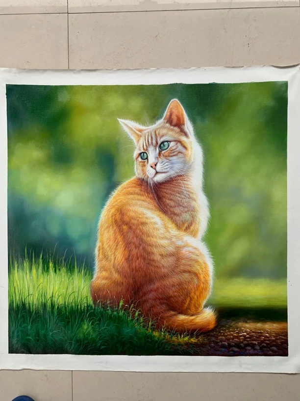 可爱小猫油画作品