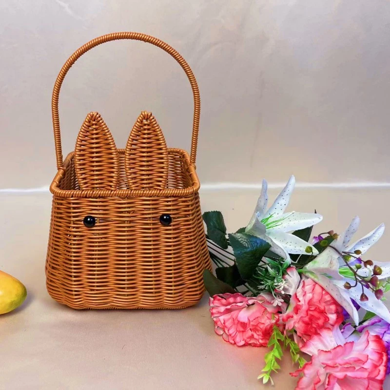 K08仿藤编小兔提篮20×20×16/31手提