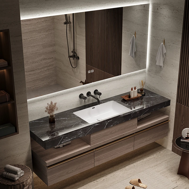 福艺斯现代简约风浴室柜组合卫浴洗手台柜实木洗漱台盆柜hs007