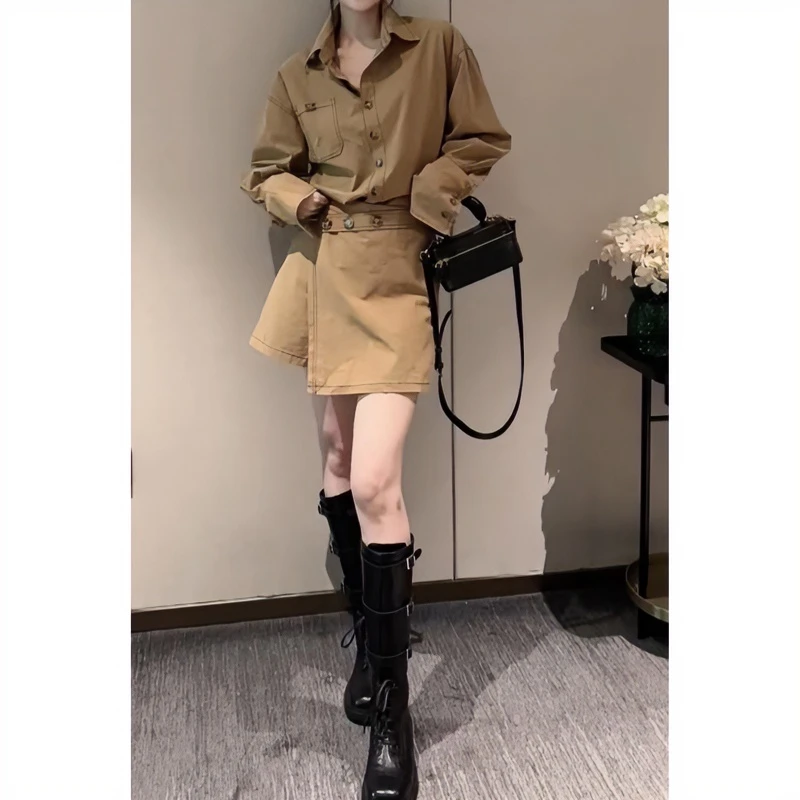 衬衫+短裤裙套装气质显瘦网红复古炸街百搭高级感通勤BMYJ0001