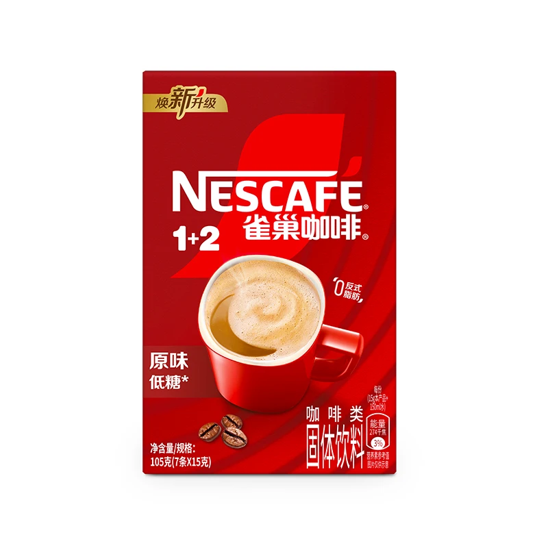 Nestle/雀巢 咖啡1+2 原味低糖 105g(15g*7条) 新旧包装随机发货