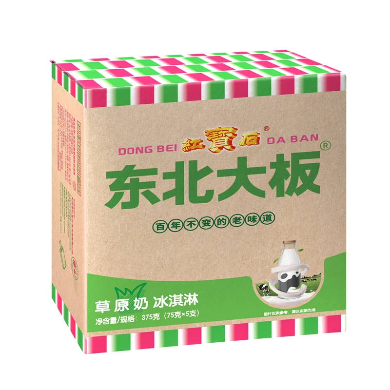 DONGBEIDABAN/东北大板 草原奶冰淇淋 375g(75g*5支)/盒雪糕小时达雪糕同城送雪糕同城配