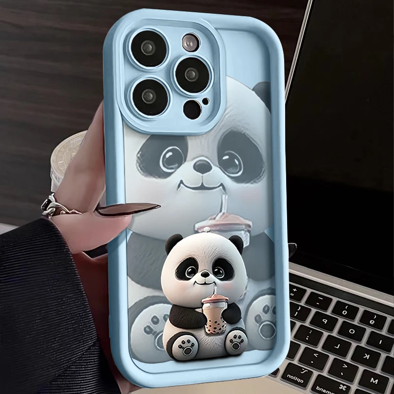 【专享0.01】熊猫奶茶iphone15P手机壳14promax硅胶13高级12/11/X