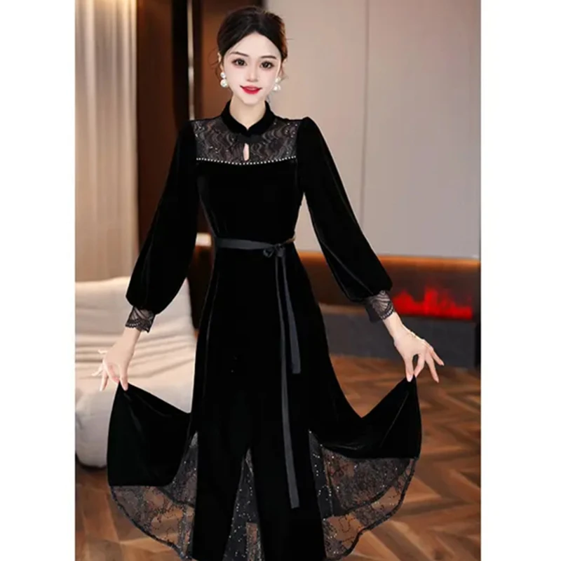 2025新款秋冬修身裙子显瘦高贵连衣裙高端修身连衣裙2686