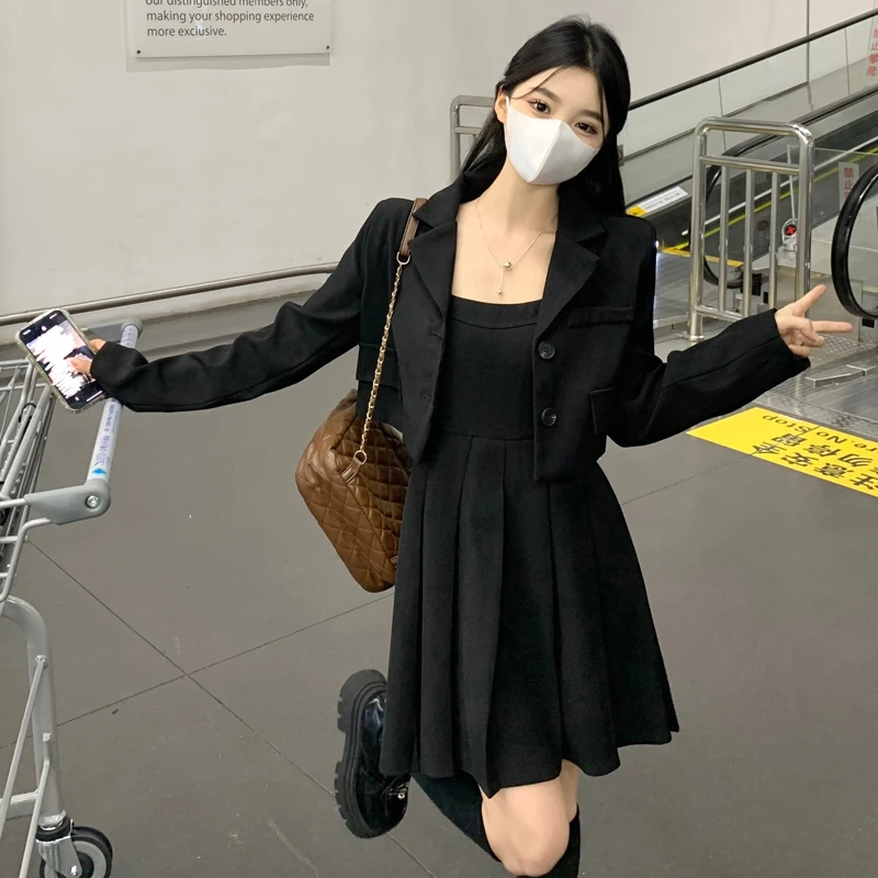 【纯纯】【两件套】【有里布】2025新款秋休闲小个子西装连衣裙2233