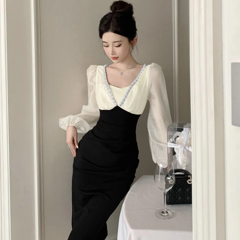 GJ法式高级感气质名媛连衣裙冷淡系独特别致收腰包臀短裙A8113