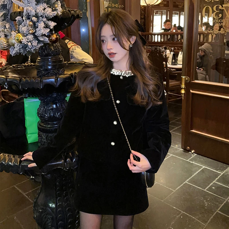 【两件套】显瘦气质高级富家千金赫本风法式上衣半身裙子两件套2316