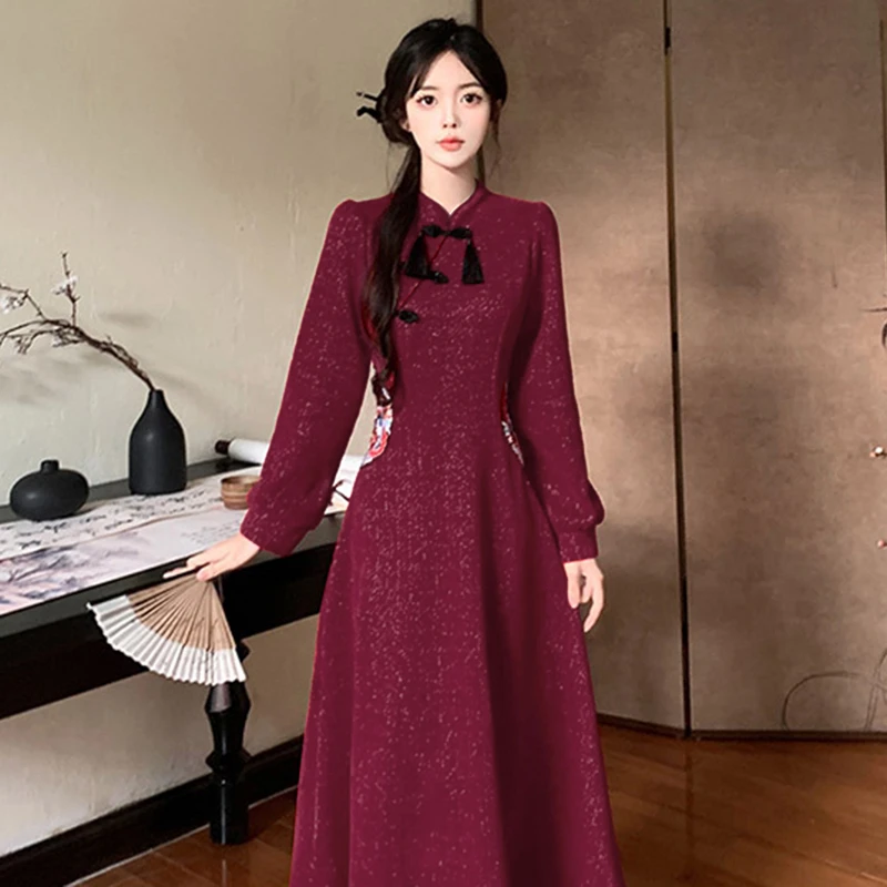 【加绒加厚】新款大码胖mm连衣裙女高级感内搭加厚气质时尚裙子2679