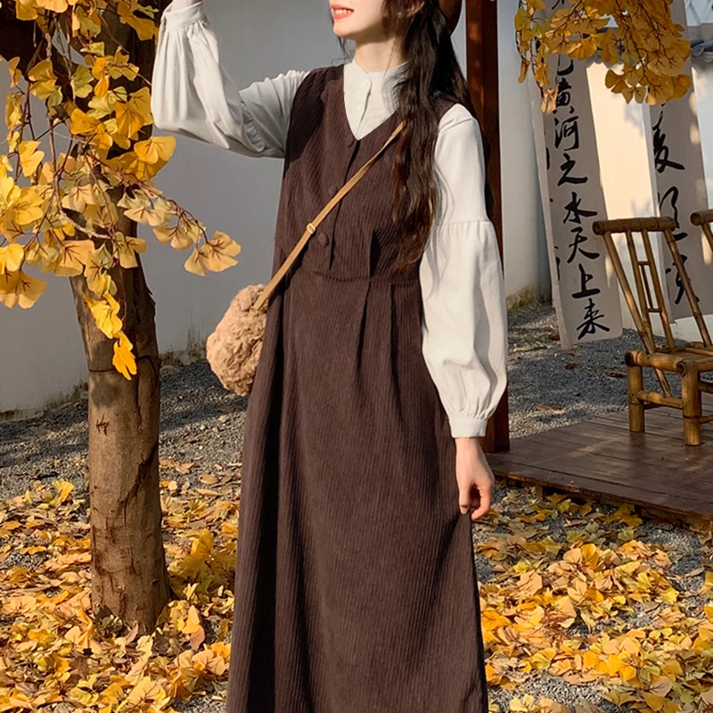 假两件连衣裙女装冬季2025年新款学院风套装裙减龄连衣裙2754