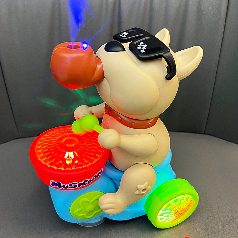 婴幼儿童0-1一岁2宝宝玩具早教益智有声会动喷雾电动万向打鼓狗狗