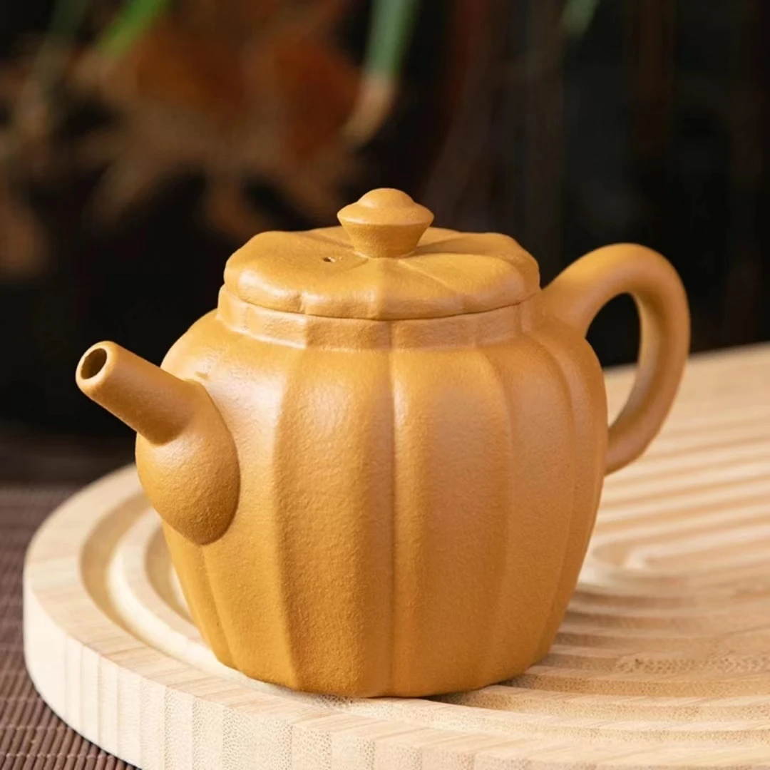 紫砂手工原矿黄金段泥南瓜壶-190cc
