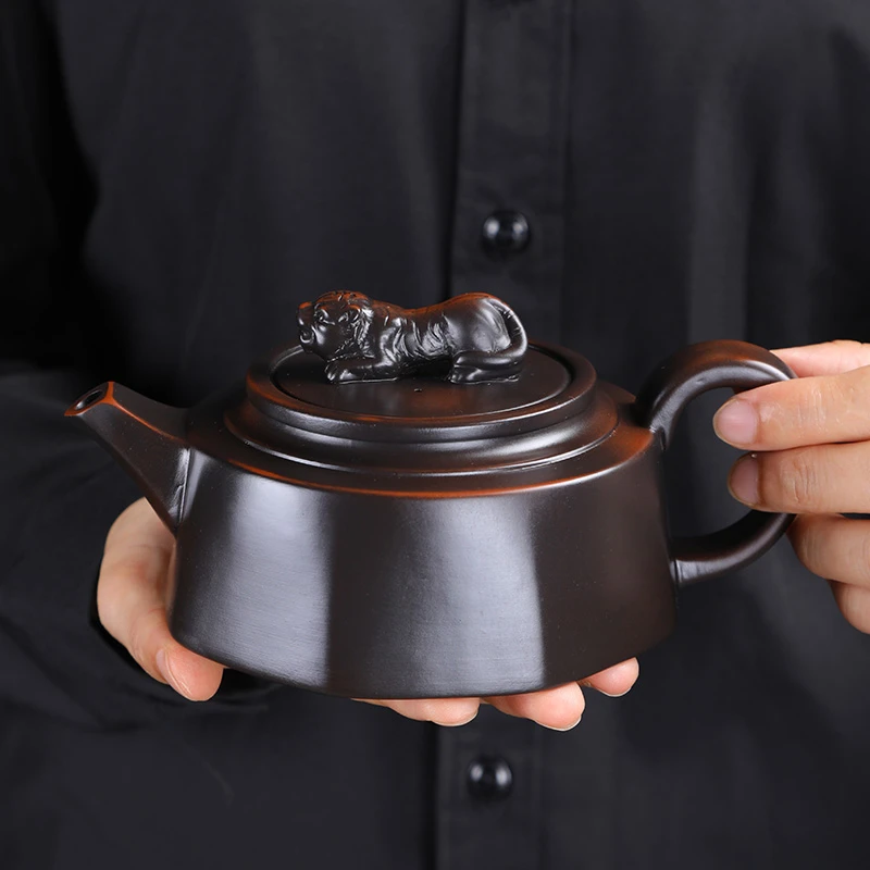 紫陶大容量凤鸣虎啸八方壶-320ccA55