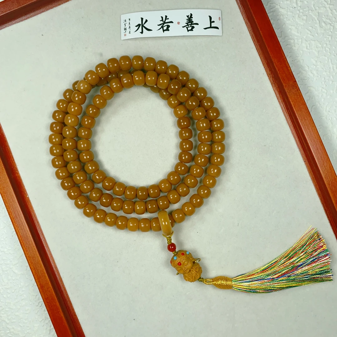【风化果】风化老料菩提根多圈108颗念珠手串度母吊坠（盘玩袋手套）