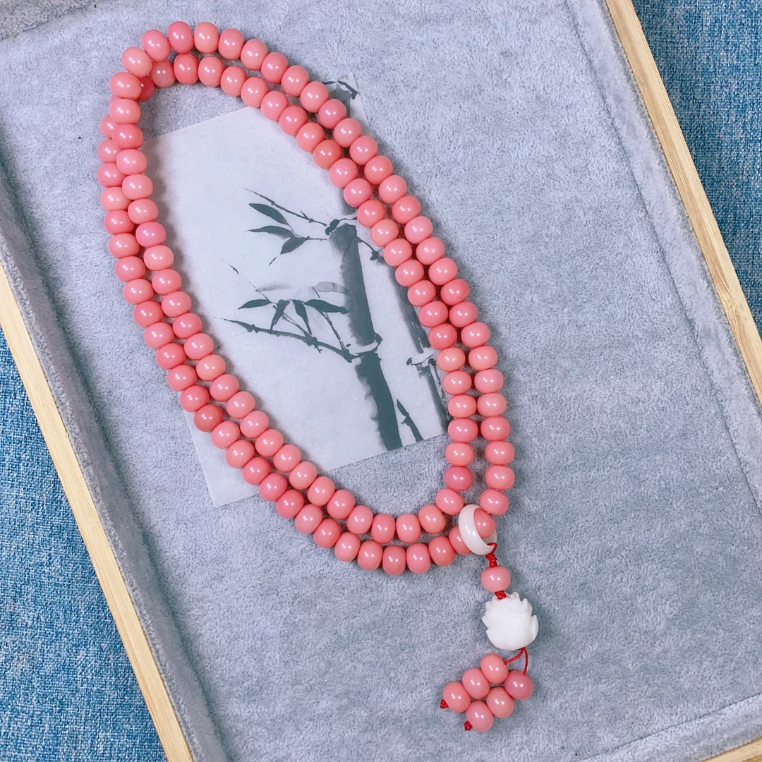 【霞光玫瑰】苹果珠菩提根9/11mm菩提子手串108颗手串（盘玩袋手套）