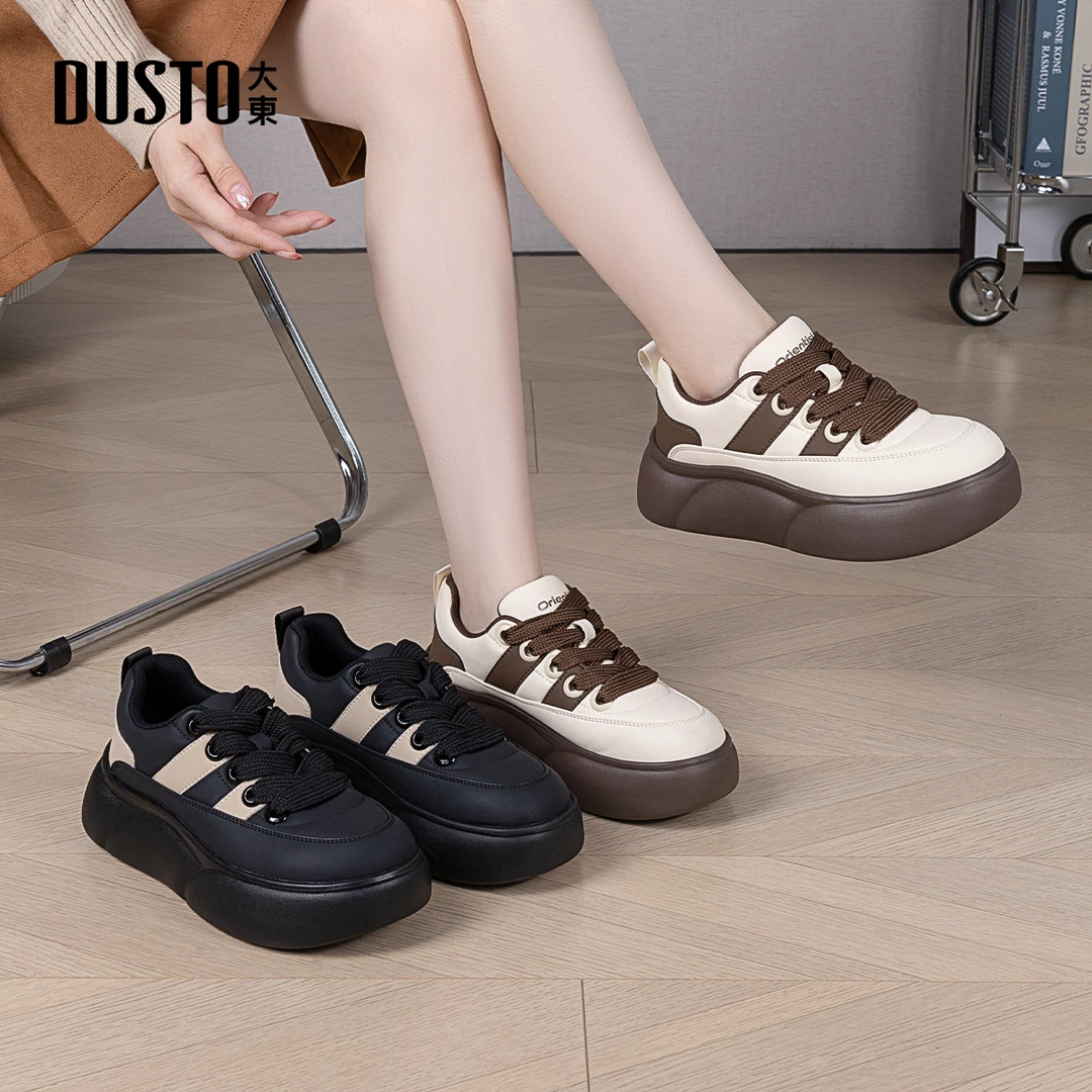 大东女鞋秋季时尚百搭休闲鞋潮流复古小众厚底增高鞋子女0310