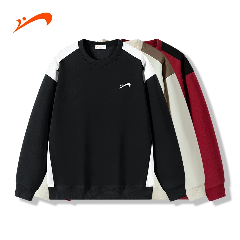 贵人鸟秋季圆领卫衣男休闲运动上衣女百搭打底衫宽松时尚拼接长袖