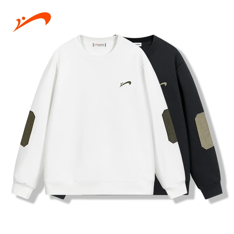 【加绒可选】贵人鸟秋季圆领卫衣男贴布设计女休闲运动上衣情侣百搭