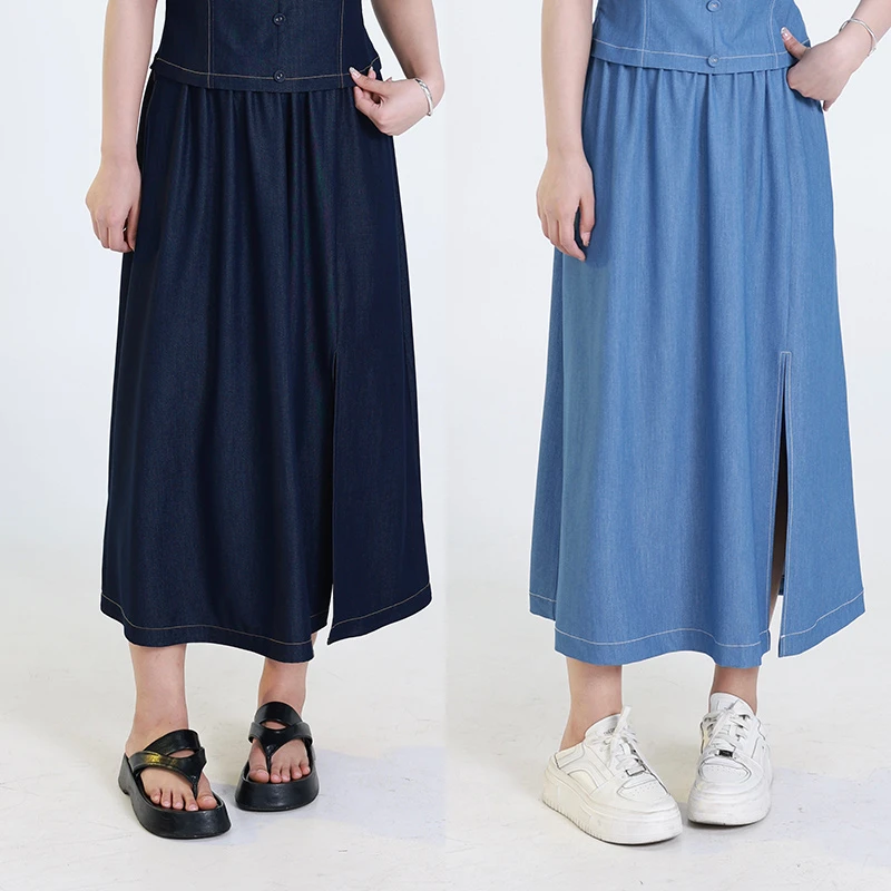 QC李潇洒【心动赫兹】微胖大码女夏季显瘦高腰港风牛仔半裙 裤子