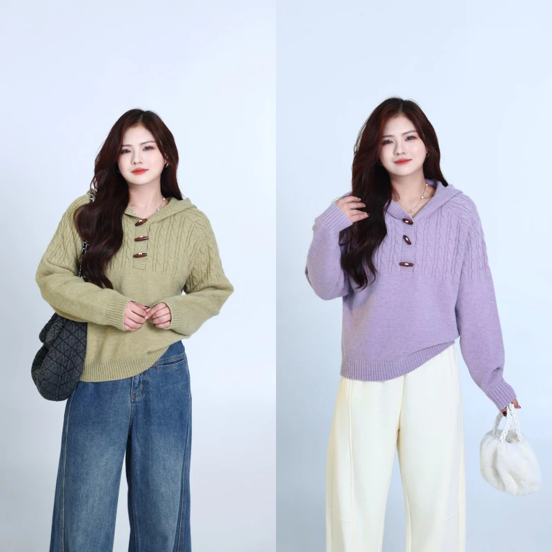 念念&李潇洒【文艺校园】微胖大码女装秋冬百搭显瘦宽松复古毛衣