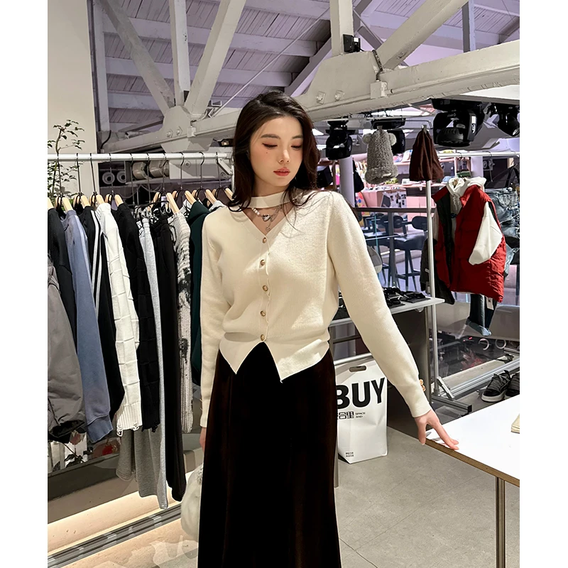 QC李潇洒-微胖秋冬挂脖针织衫高腰显瘦气质修身长袖毛衣XS312U76