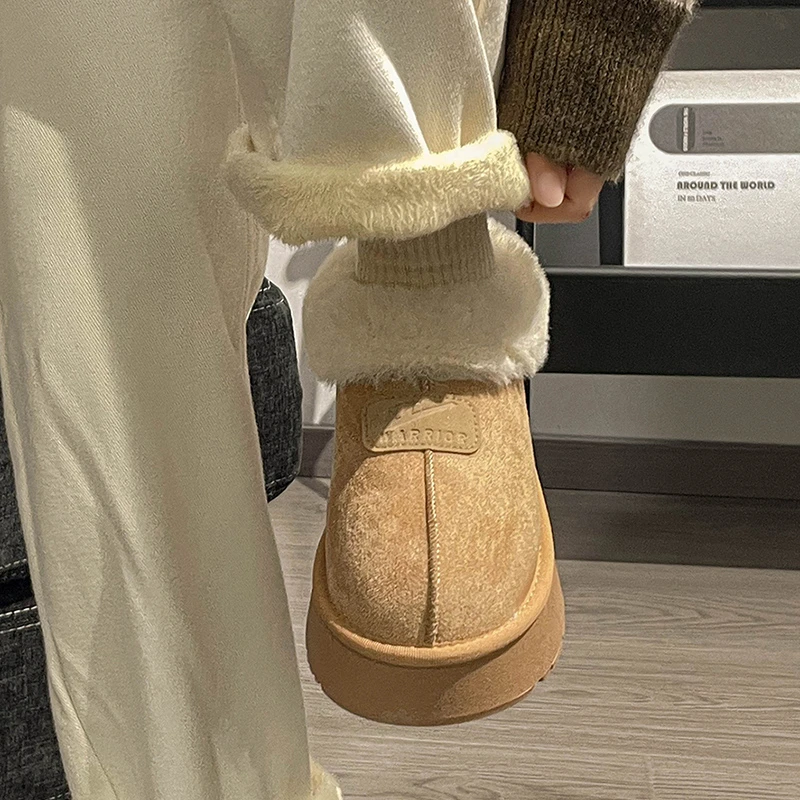 回力雪地靴女款爆款2025新款厚底面包鞋加绒保暖棉鞋毛毛厚跟短靴