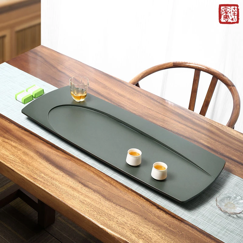 【老矿天罗绿】月牙盘家用高档干泡原石茶台茶具排水简约石茶盘