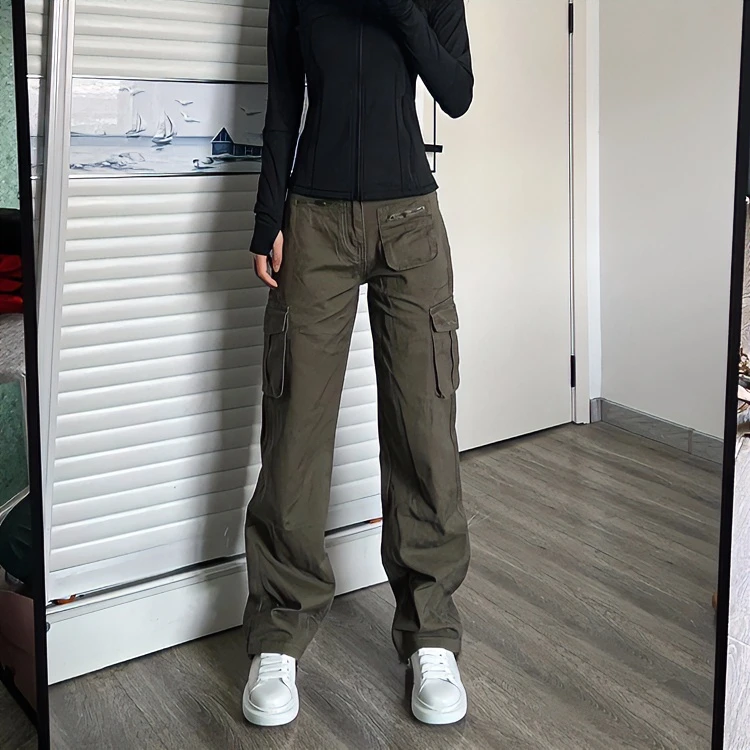 美式复古hiphop工装裤男女高街设计感多口袋宽松直筒裤子潮牌ins