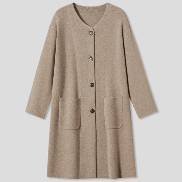 King Deer/鹿王秋冬新品百搭时尚长袖宽松纯色羊绒大衣L81010