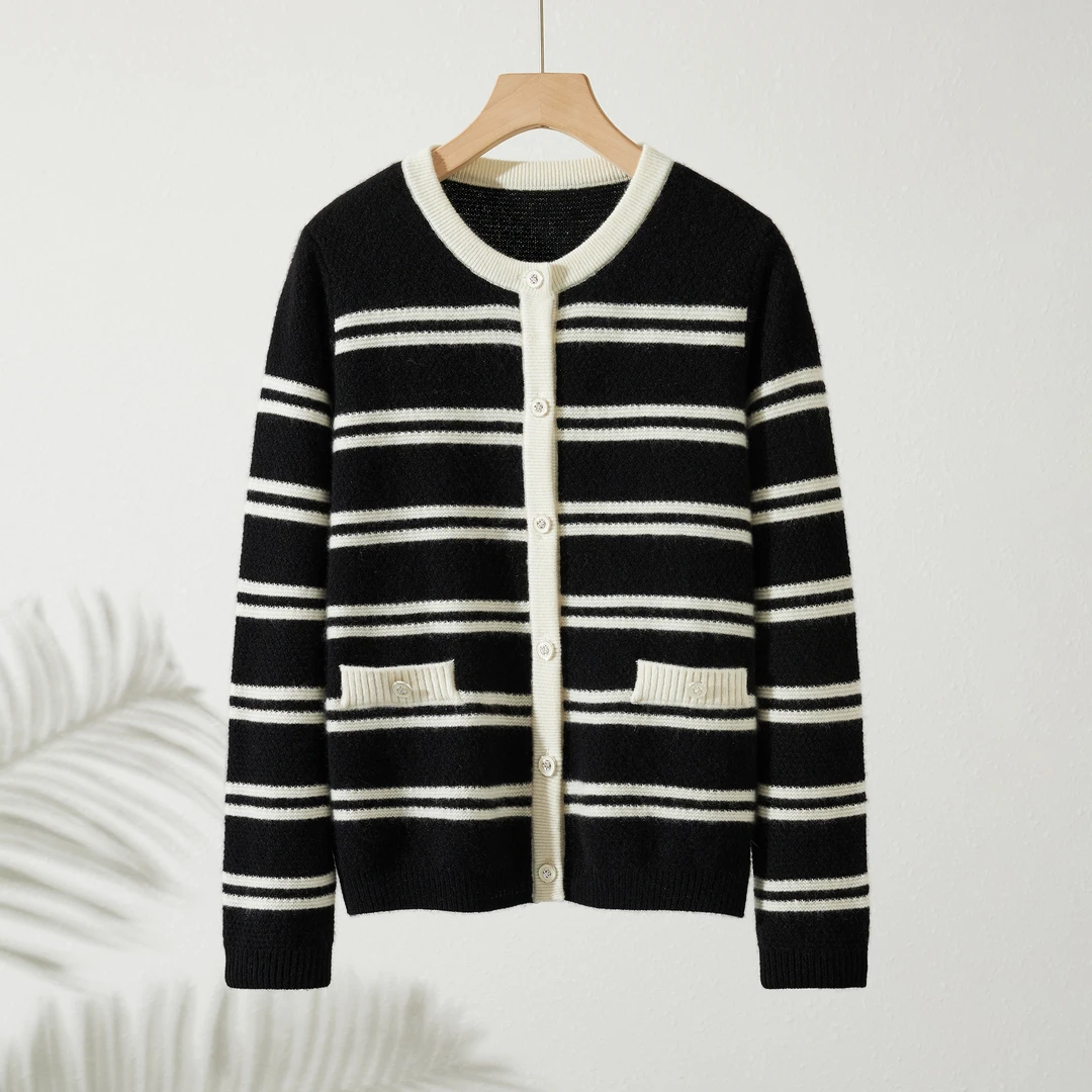 King Deer/鹿王25春秋女士时尚休闲百搭针织外套羊绒衫L804229