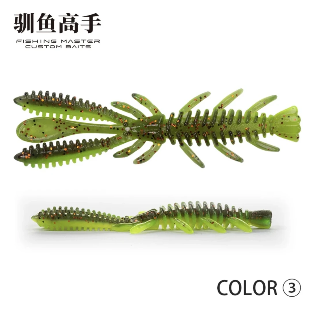 驯鱼高手高弹磨鱼浮水虾型路亚软虫浮水鲈鱼假饵蜉蝣虾黑坑软饵