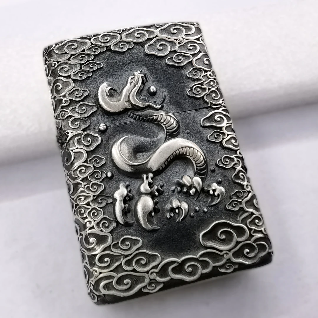 足银银制品 手工创意生肖蛇普贤纯银打火机配机芯～可定制手工