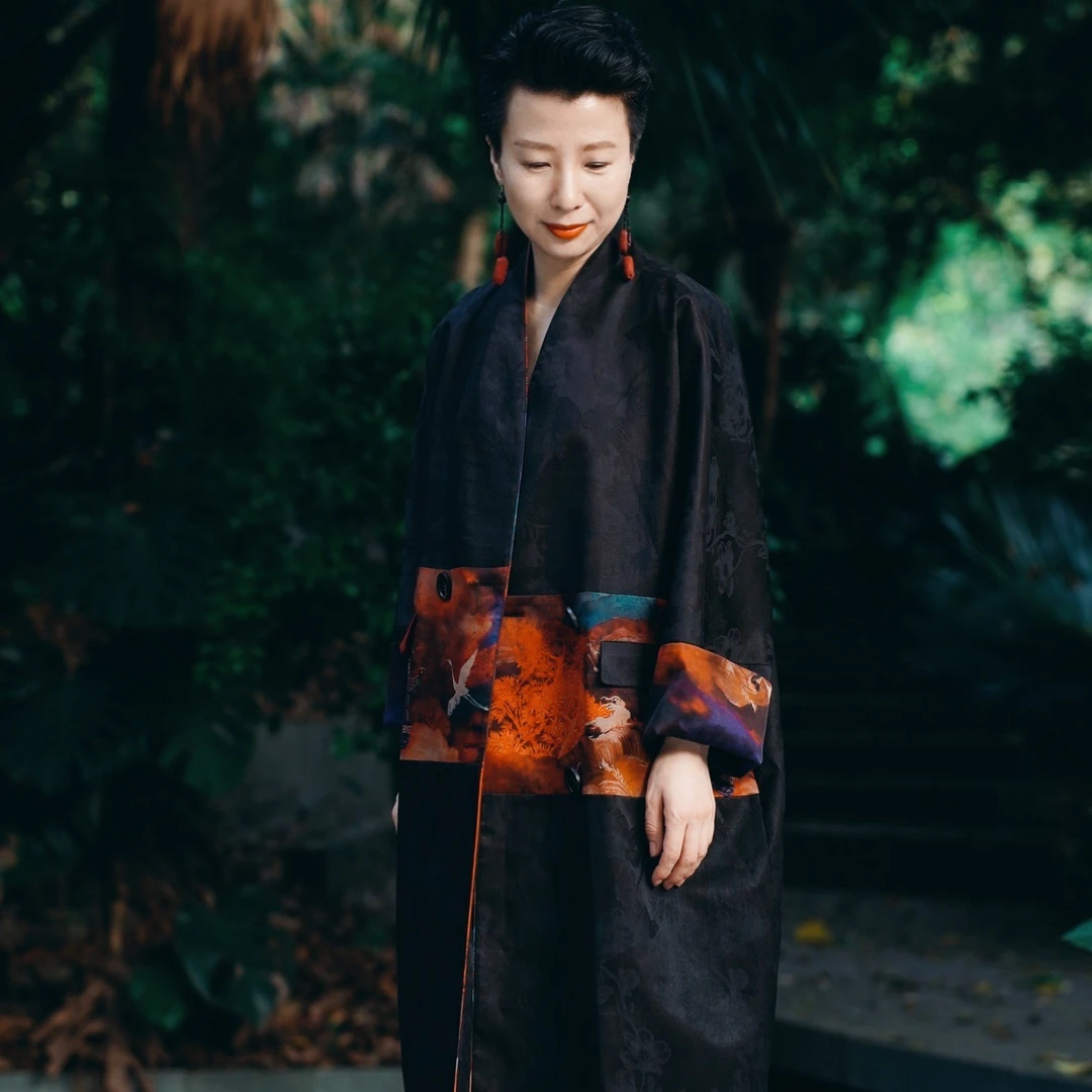 『八归』复古中式国风长款宽松重磅香云纱气质风衣-W1RX0KC1811