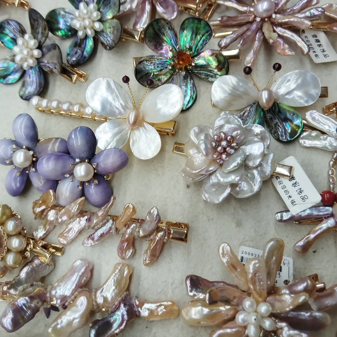 手工精心制作精美发夹淡水珍珠饰品直播间专卖私拍不发